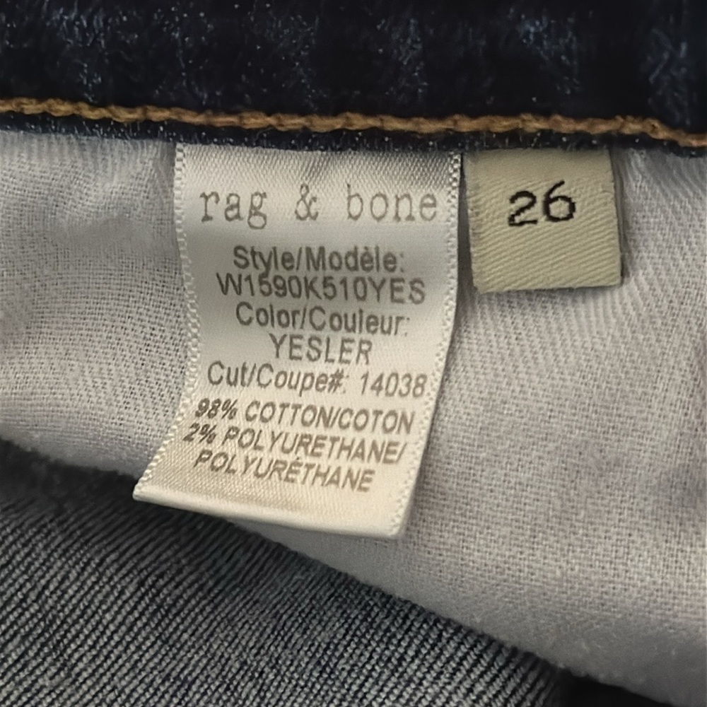 Women’s Rag & Bone Dark Blue Stretch Denim Straight Leg Jeans Size 26 - Picture 8 of 8